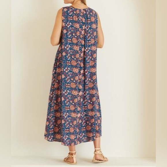 Natalie Martin Tova Dress Dahlia Indigo Floral Boho Midi Dress Size Small - Picture 3 of 10